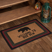 Wyatt Stenciled Bear Jute Rug Rect Welcome to Our Den 20x30