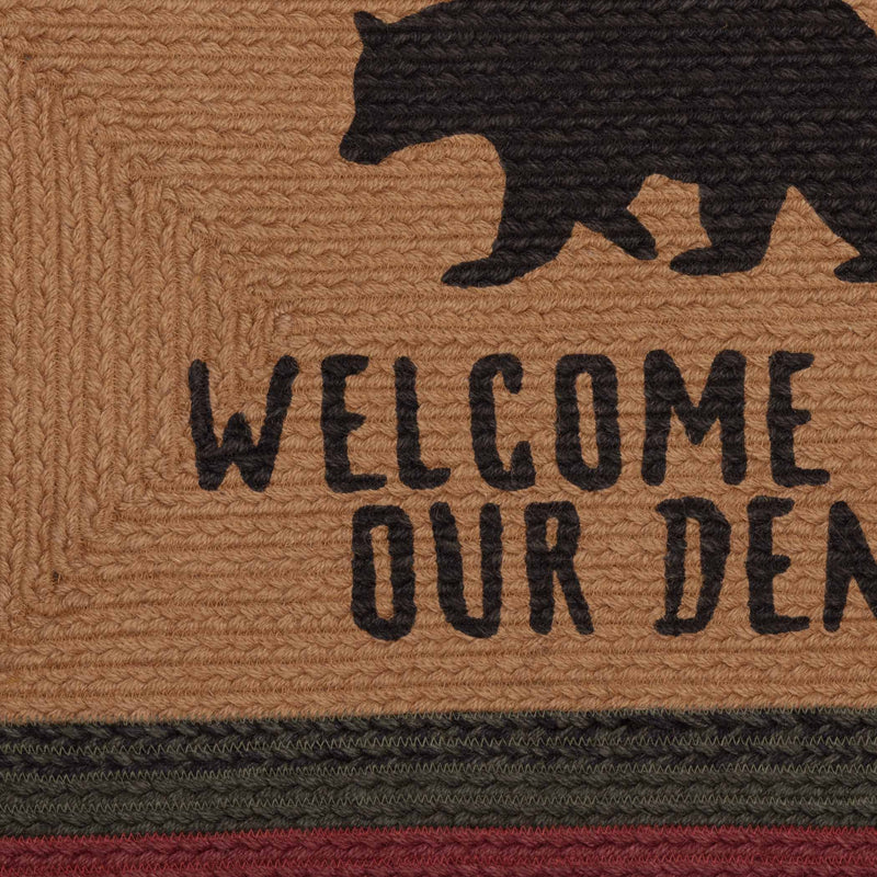 Wyatt Stenciled Bear Jute Rug Rect Welcome to Our Den 20x30