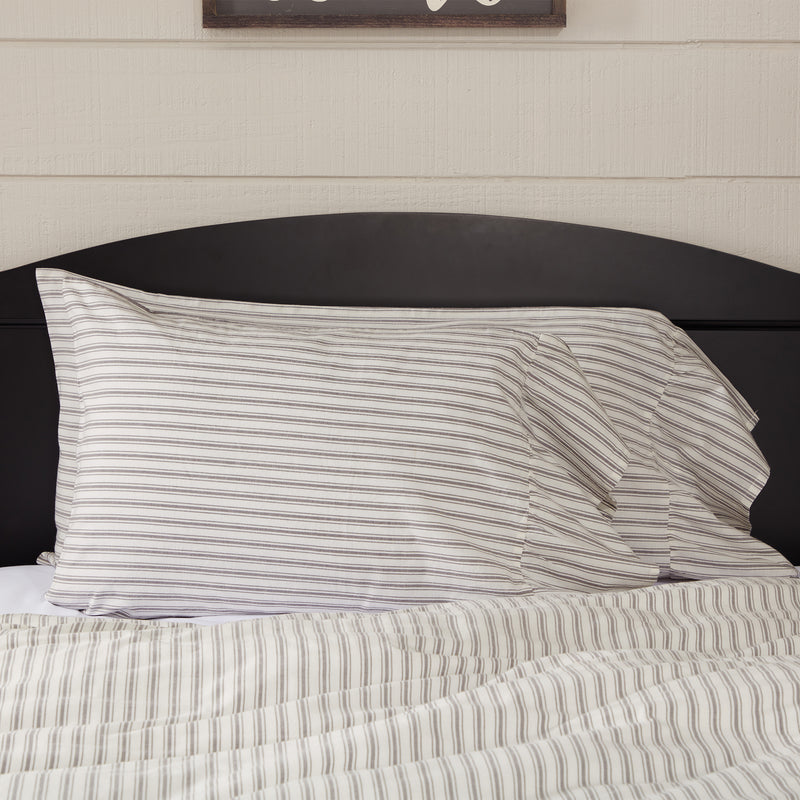 Timeless Ticking Gray Ruffled Standard Sham Set of 2 27Lx21W+8