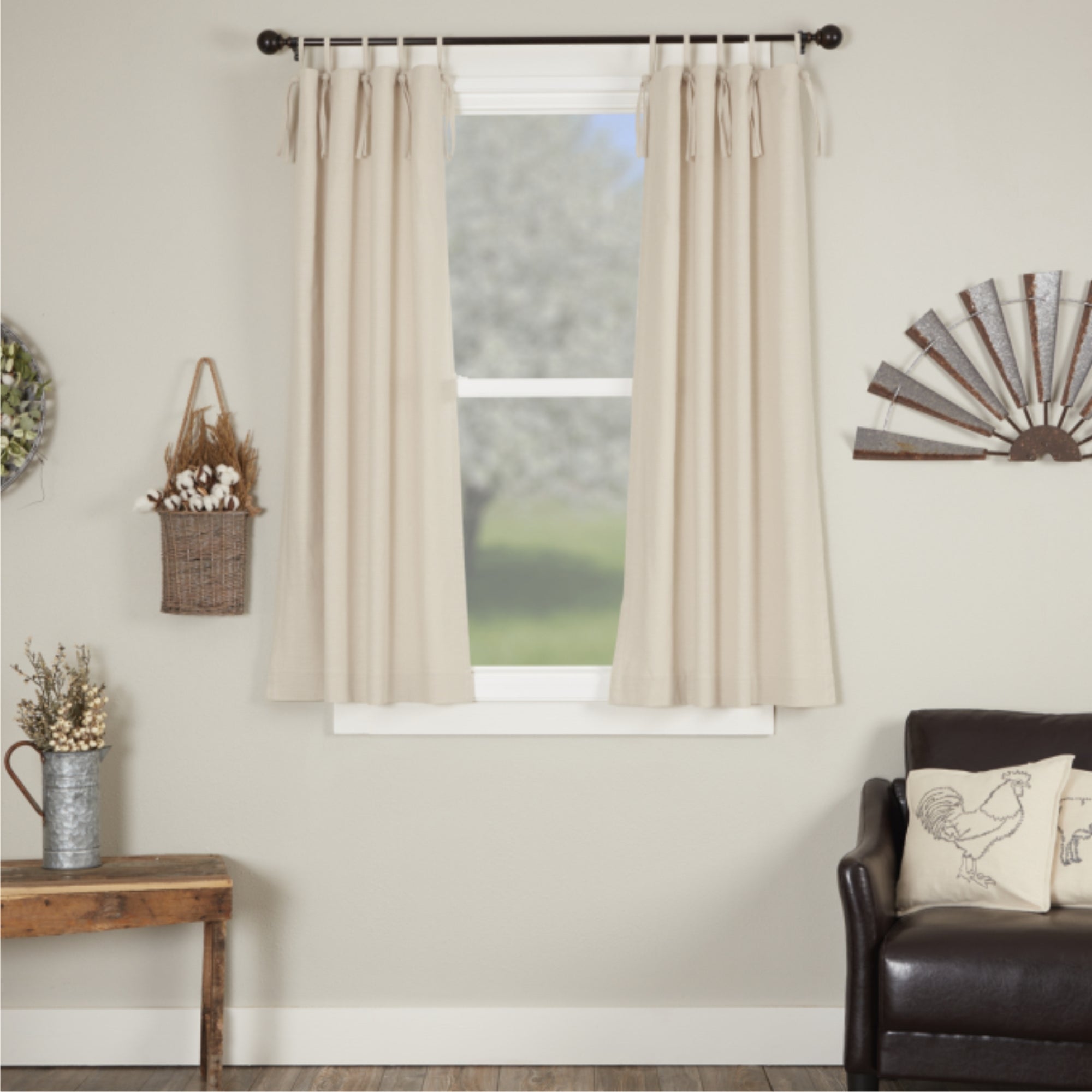 Market Place Natural Tie Top Short Panel Set of 2 63Lx36W