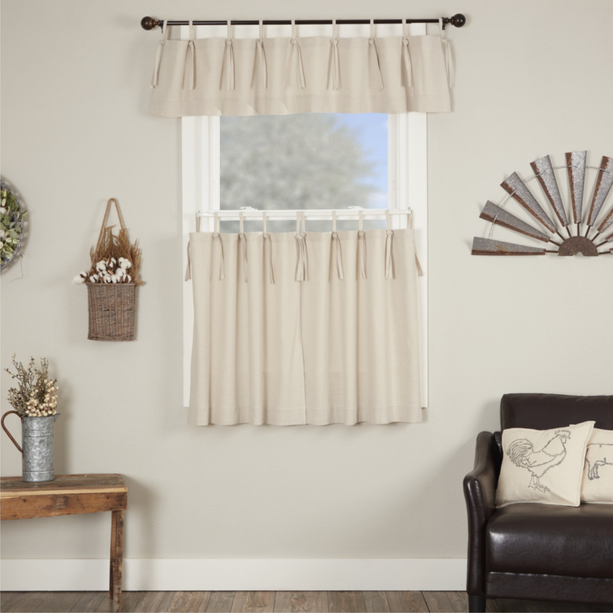 Market Place Natural Tie Top Tier Set of 2 36Lx36W