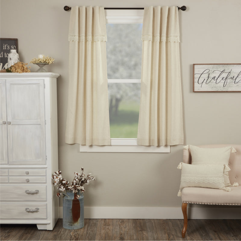 Flax and Lace Short Panel Set of 2 63Lx36W