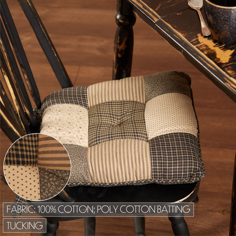 Kettle Grove Patchwork Country Rustic Check Stripe Chair Pad 14x14 - VHC Brands