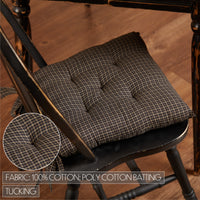 Kettle Grove Black Micro Plaid Farmhouse Country Chair Pad 14x14 - VHC Brands