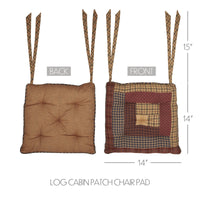 Millsboro Log Cabin Patch Burgundy Navy Tan Country Chair Pad 14x14 - VHC Brands