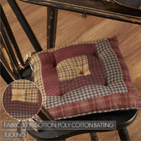 Millsboro Log Cabin Patch Burgundy Navy Tan Country Chair Pad 14x14 - VHC Brands