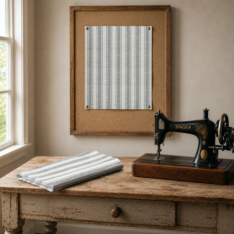 Market Place Gray Ticking Stripe Fabric 3yds #1 110 Width