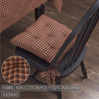Patriotic Patch Red Black Tan Navy Country Rustic Chair Pad 14x14 - VHC Brands