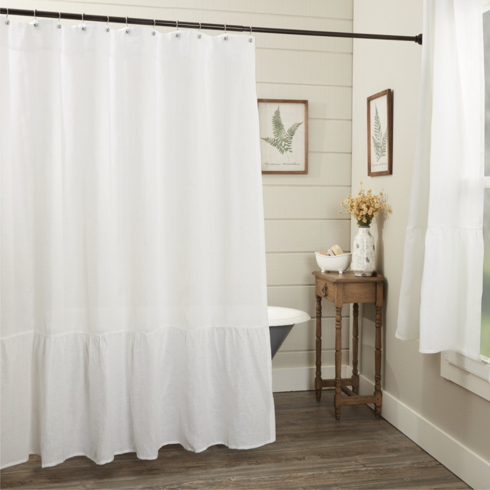 Provincial Linen White Shower Curtain 72Lx72W