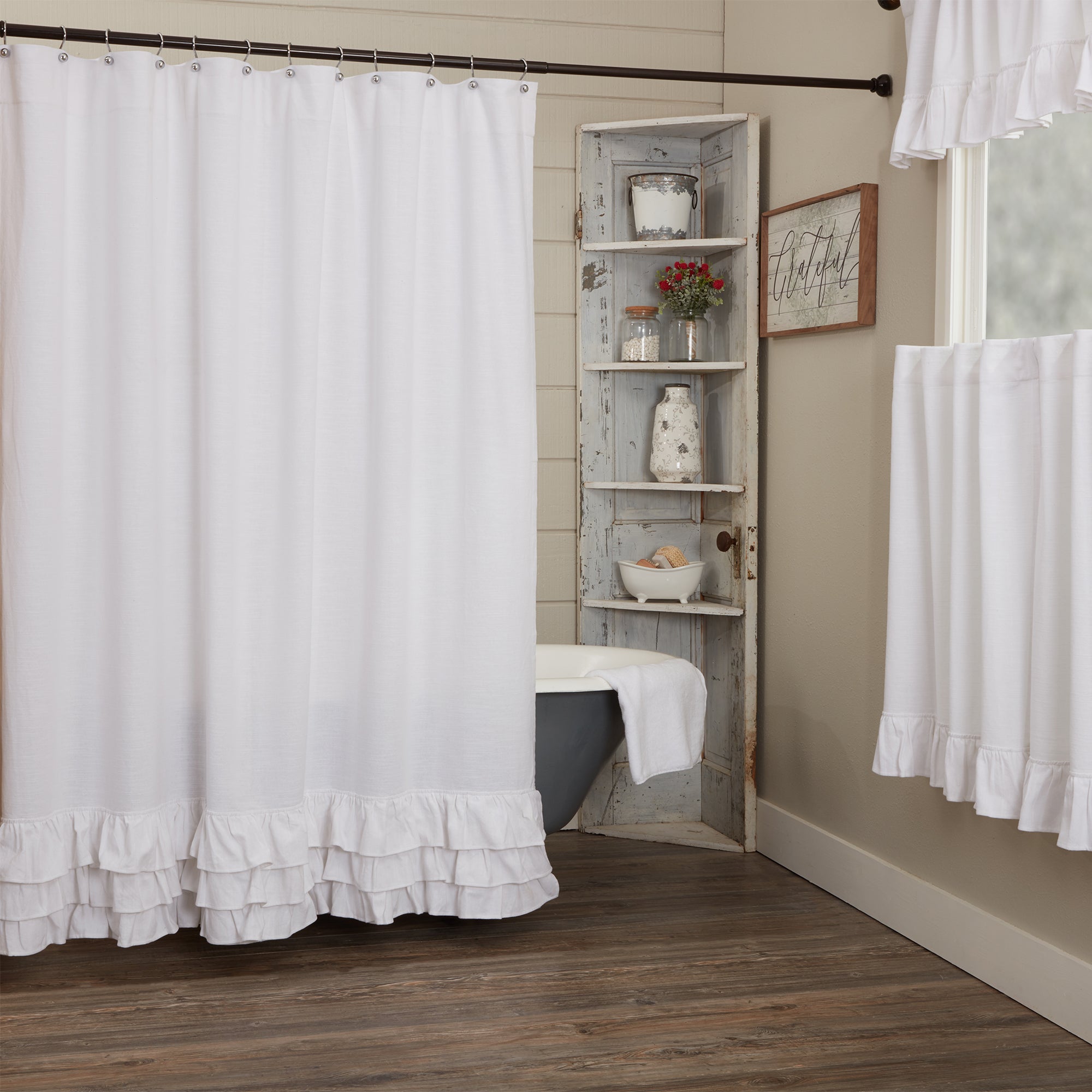 Serenity Ruffled Shower Curtain 72Lx72W