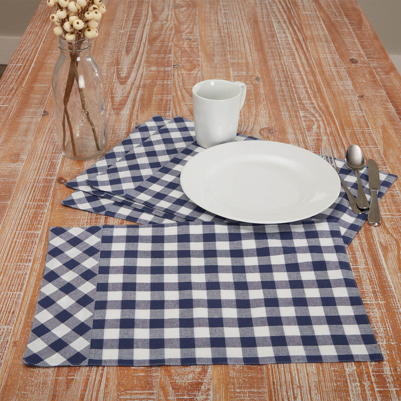 Vintage Check Blue Placemat Set of 4 18Lx12W
