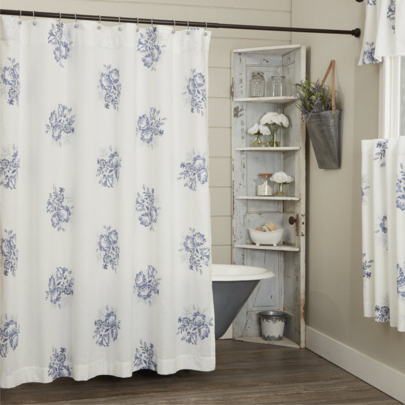 Lydia Blue Shower Curtain 72Lx72W