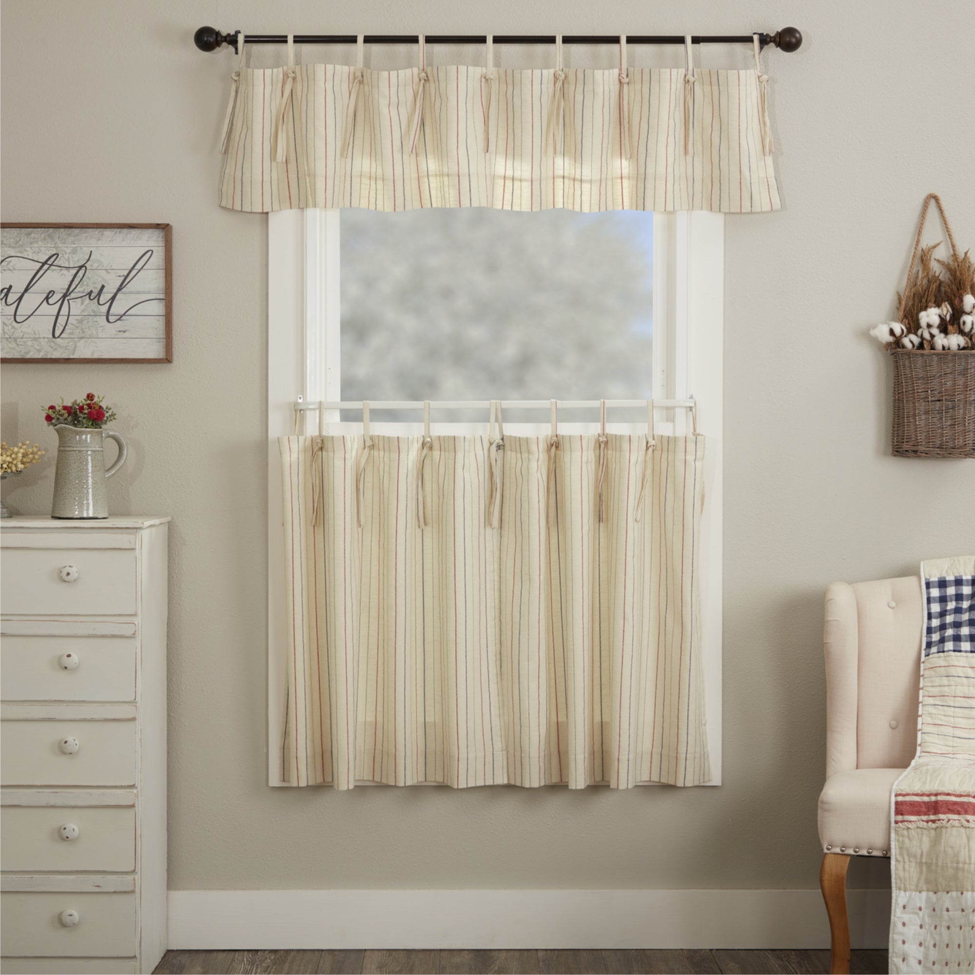 Betsy Stripe Tie Top Tier Set of 2 24Lx36W