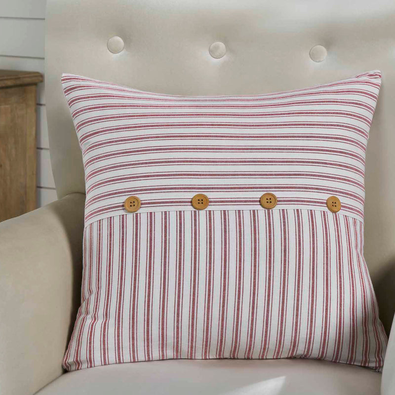 Timeless Ticking Red Button Pillow Cover 20Lx20W