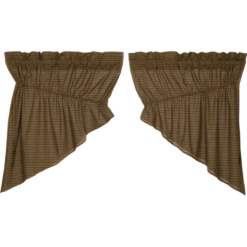 Tea Cabin Green Plaid Prairie Swag Set of 2 36x36x18