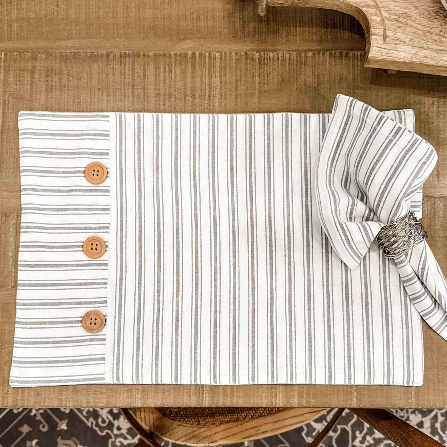 Timeless Ticking Gray Placemat Set of 4 18Lx12W