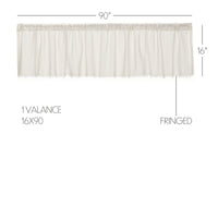 Tobacco Cloth Antique White Valance Fringed 16x90