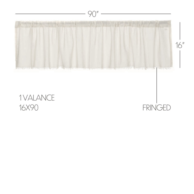 Tobacco Cloth Antique White Valance Fringed 16x90