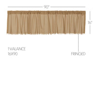 Tobacco Cloth Khaki Valance Fringed 16x90