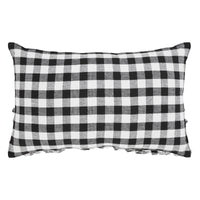 Annie Black Check Home Pumpkin Ruffle Pillow 14x22