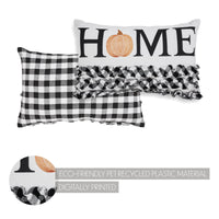 Annie Black Check Home Pumpkin Ruffle Pillow 14x22