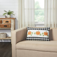 Annie Black Check Pumpkin Patch Pillow 14x22