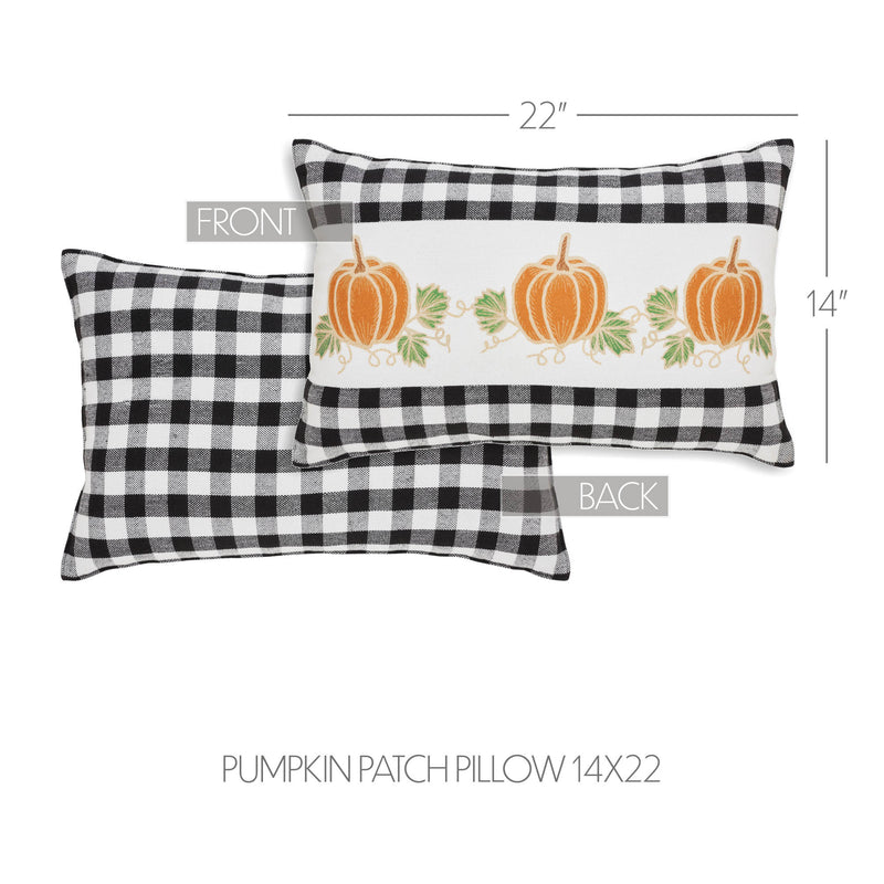 Annie Black Check Pumpkin Patch Pillow 14x22