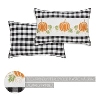 Annie Black Check Pumpkin Patch Pillow 14x22