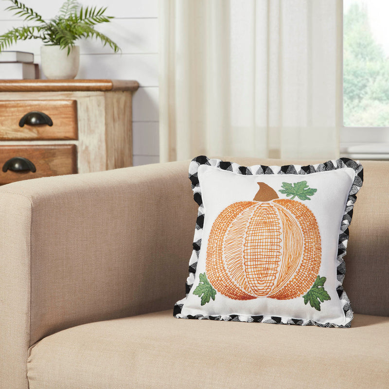 Annie Black Check Pumpkin Pillow 12x12