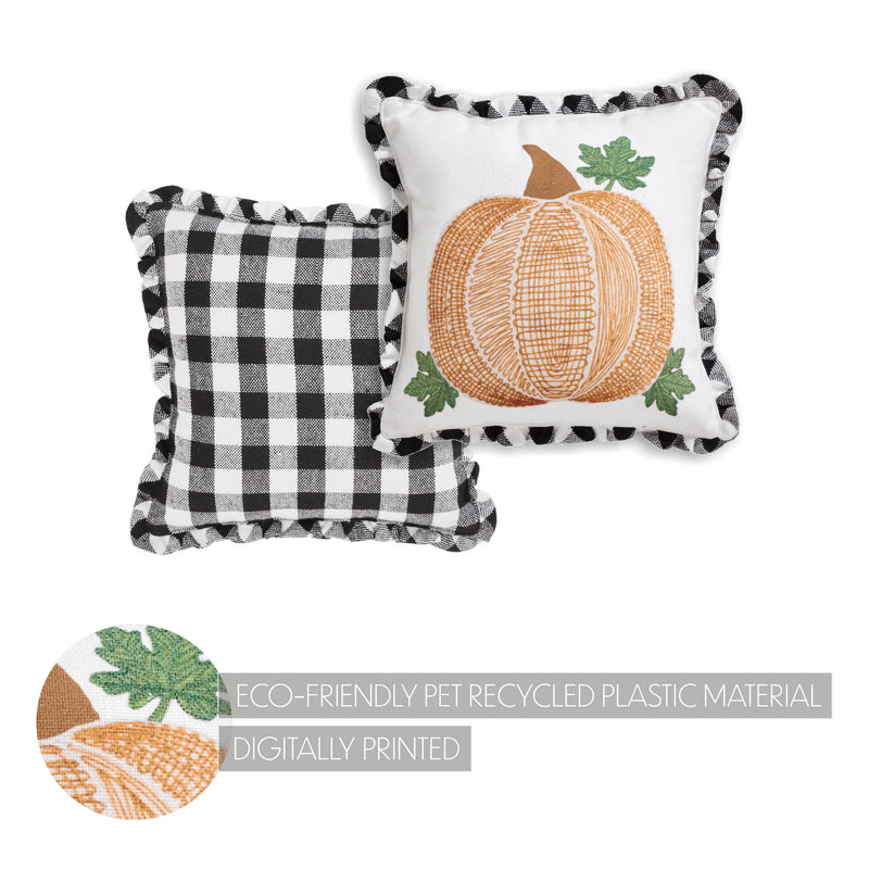 Annie Black Check Pumpkin Pillow 12x12