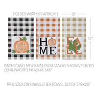 Annie Check Multicolor Harvest Tea Towel Set of 3