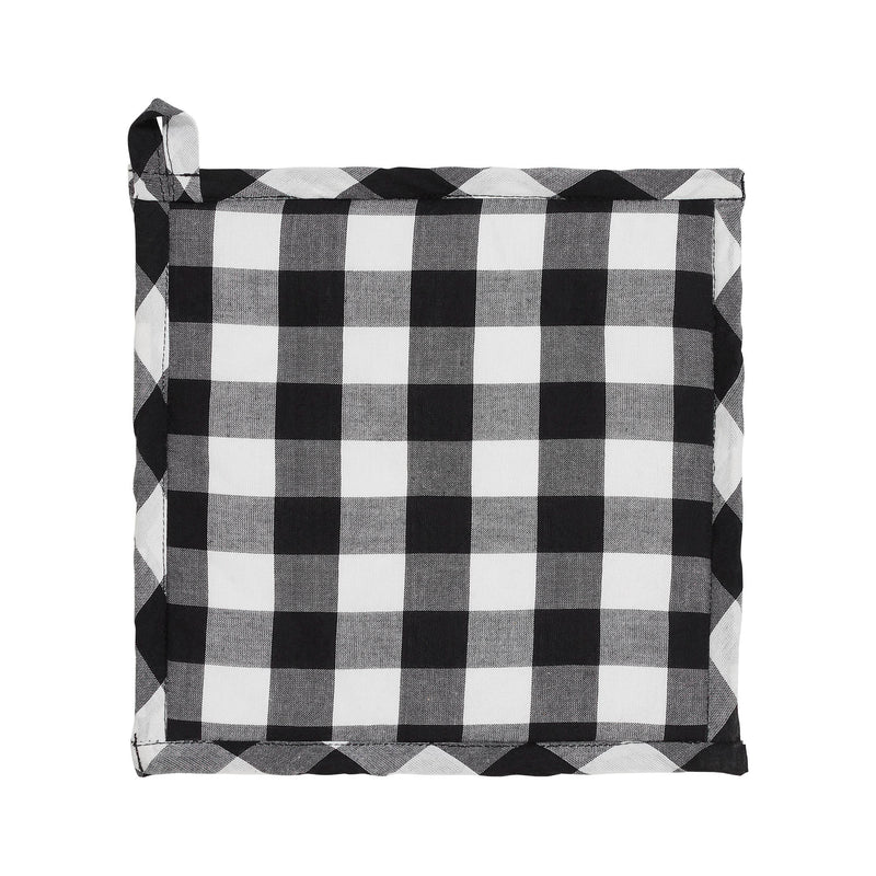 Annie Black Check Pumpkin Trivet 8x8 Set of 3