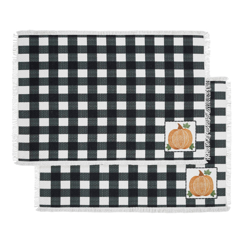 Annie Black Check Pumpkin Placemat Set of 2 13x19