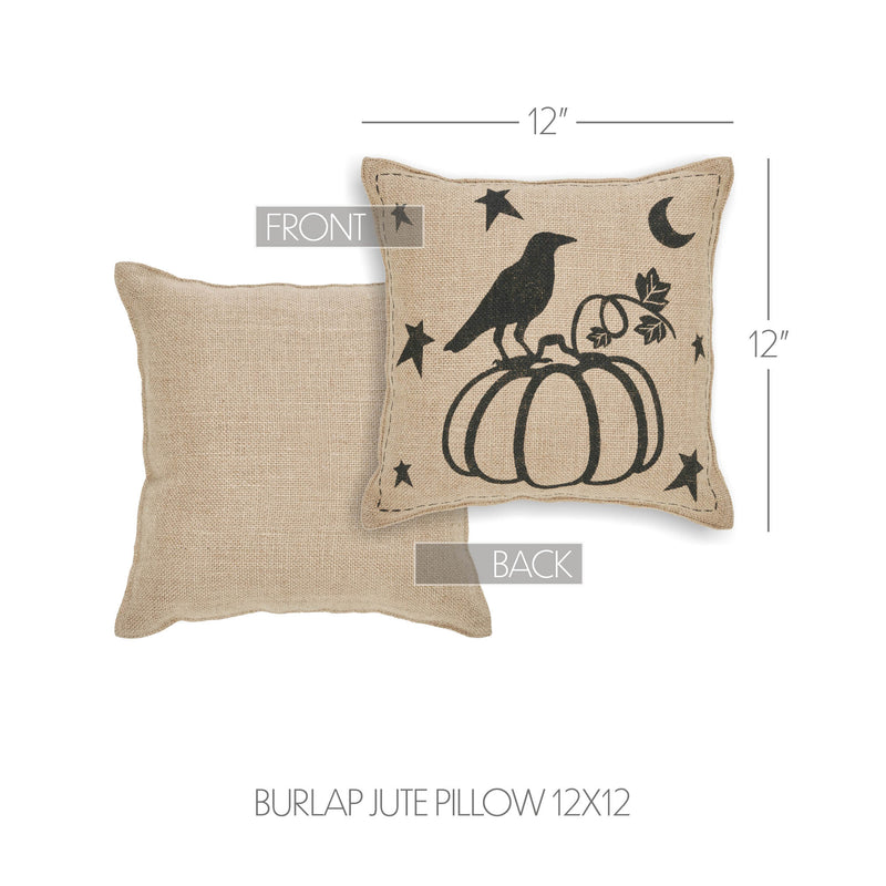 Raven Harvest Burlap Jute Pillow 12x12