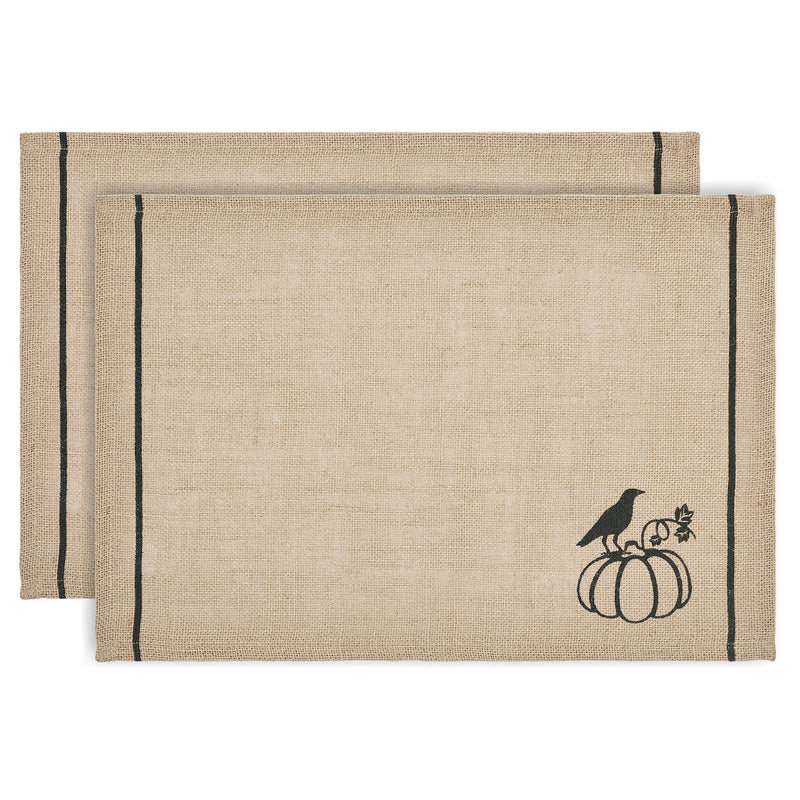 Raven Harvest Burlap Jute Placemat Set of 2 13x19