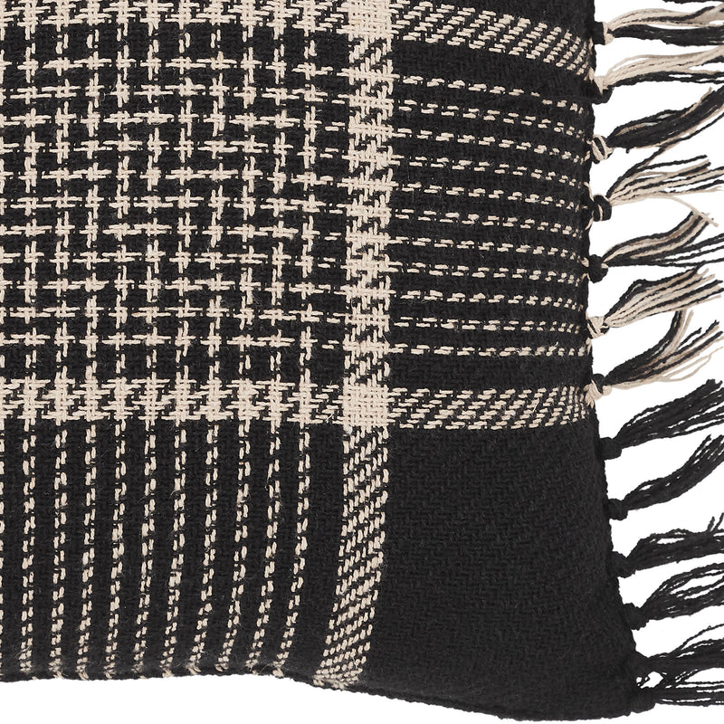 Eston Black Tan Plaid Pillow 12x12