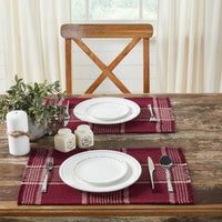 Eston Burgundy Tan Plaid Placemat Set of 2 13x19