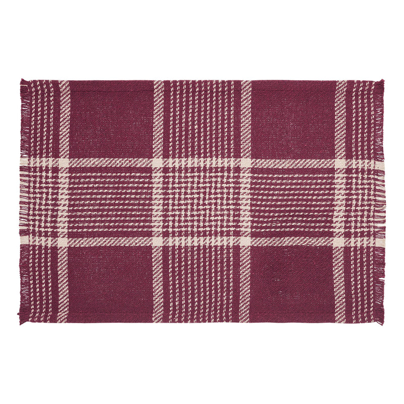 Eston Burgundy Tan Plaid Placemat Set of 2 13x19