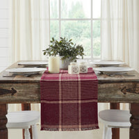 Eston Burgundy Tan Plaid Runner 12x36