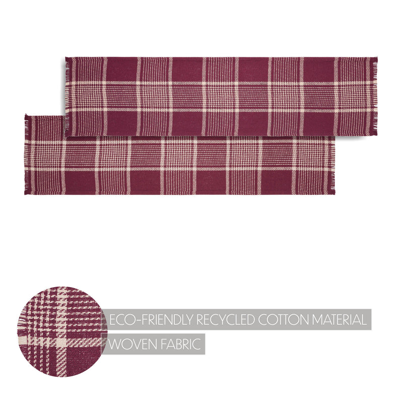 Eston Burgundy Tan Plaid Runner 12x48