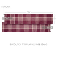 Eston Burgundy Tan Plaid Runner 12x60