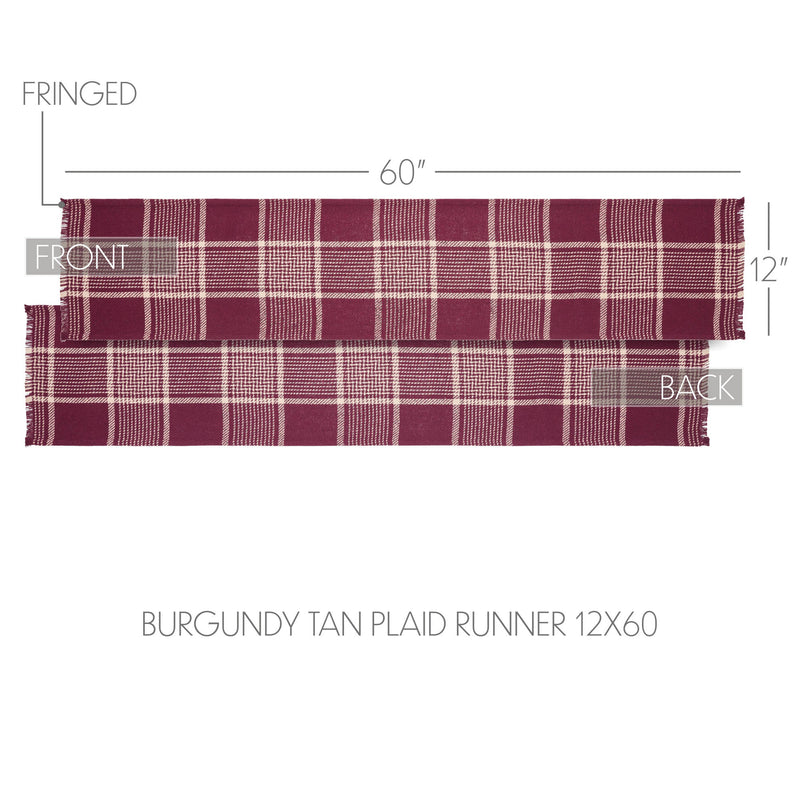 Eston Burgundy Tan Plaid Runner 12x60