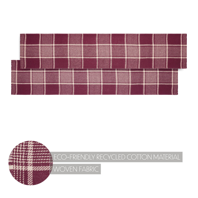 Eston Burgundy Tan Plaid Runner 12x60