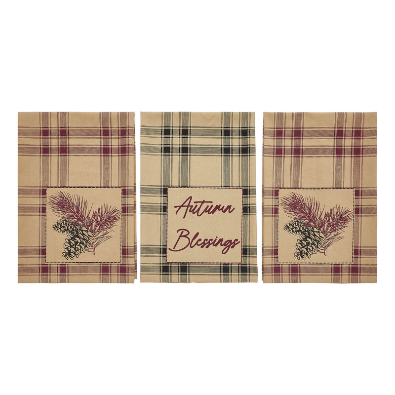 Connell Pinecone Plaid Tea Towel Set of 3 19x28