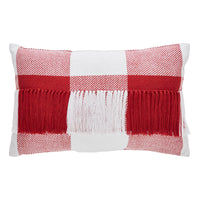 Annie Red Check Fringed Pillow 14x22