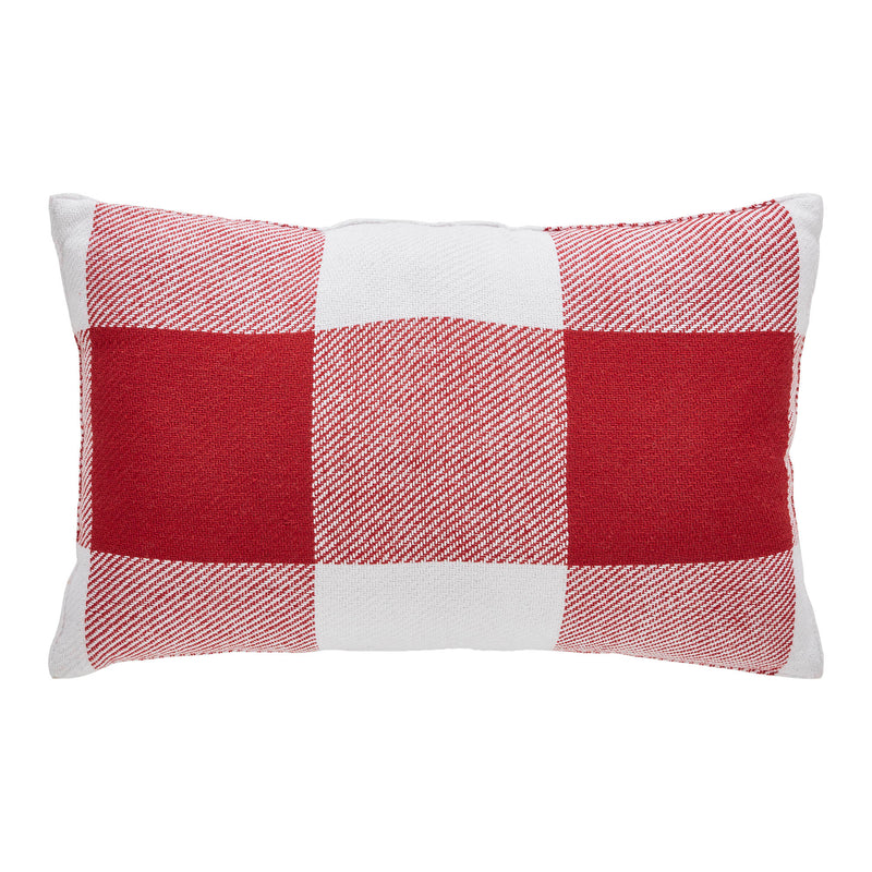 Annie Red Check Fringed Pillow 14x22