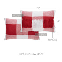 Annie Red Check Fringed Pillow 14x22