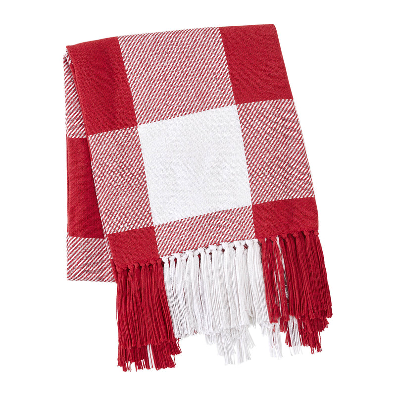 Annie Red Check Woven Throw 50x60