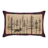 Cumberland Red Black Plaid Winter Forest Pillow 14x22