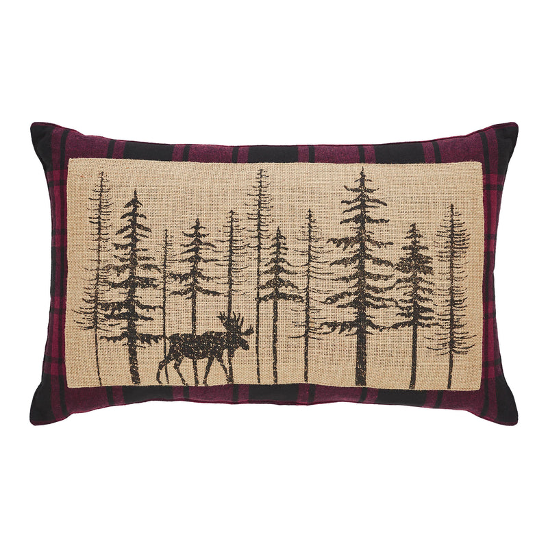 Cumberland Red Black Plaid Winter Forest Pillow 14x22